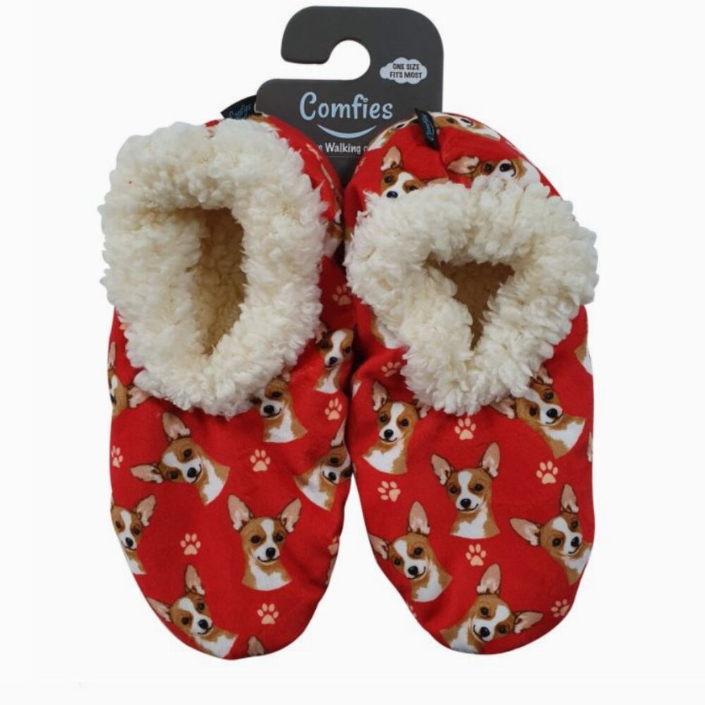 Chihuahua fawn/white slippers NWT
